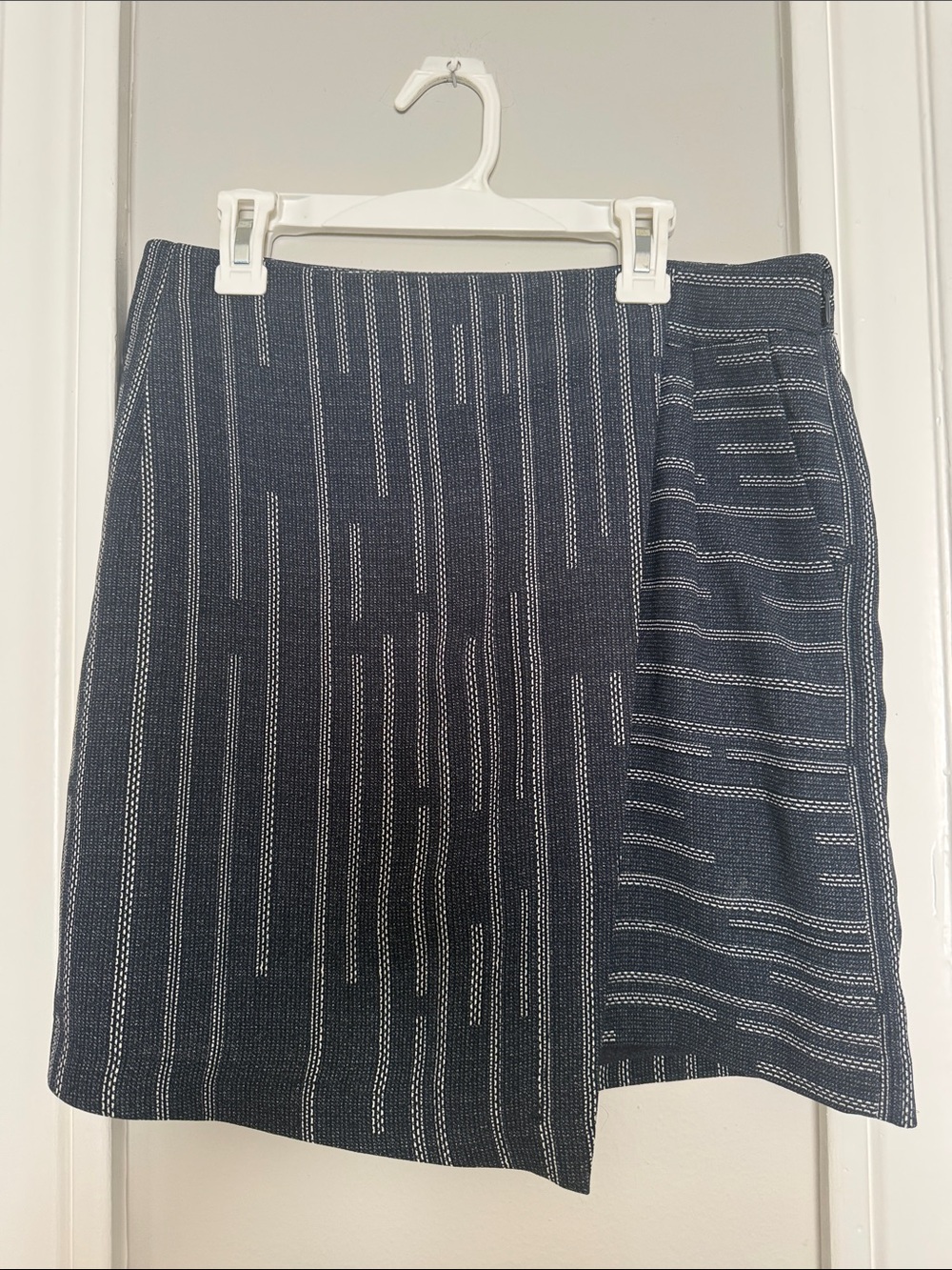 elevenses (by Anthropologie) Navy Textured Knit Skort with Stripe Panels